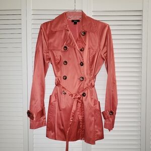 BCX Coral Satin Trench Coat Size M